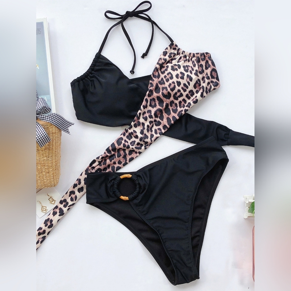 Sunlit Siren Bikini Set - Black Leopard - Picture 2 of 5